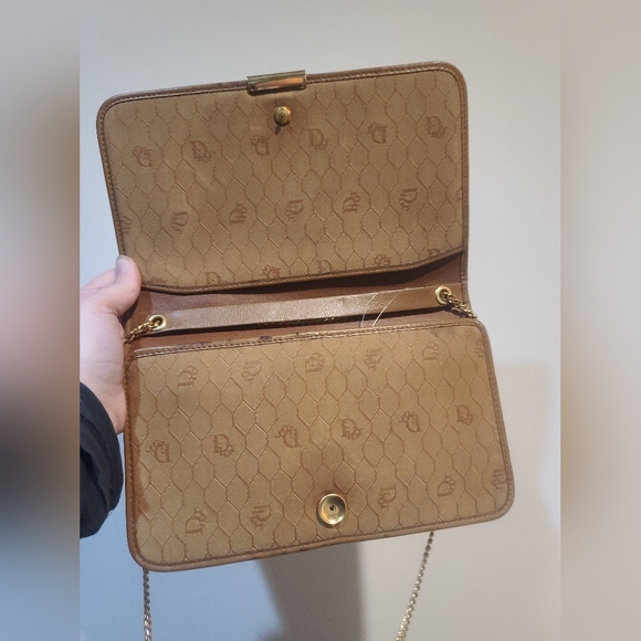 Christian Dior Vintage Tan Leather Shoulder Bag | Gold Chain | Made in France - Picture 2 of 9